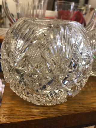 Antique Early American Brilliant Deep Cut Glass Clear Glass Rose Bowl - ABP 2