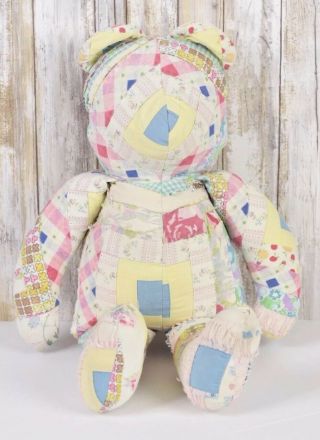 Vintage Handmade Quilted Patchwork Quilt Teddy Bear Stuffed Plush