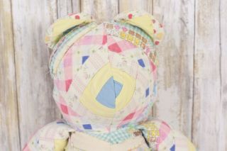 Vintage Handmade Quilted Patchwork Quilt Teddy Bear Stuffed Plush 2