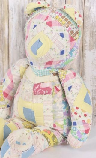 Vintage Handmade Quilted Patchwork Quilt Teddy Bear Stuffed Plush 3
