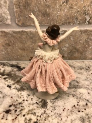 Antique Dresden Lace Volkstedt Porcelain Ballerina Girl Figurine Made In Germany 3