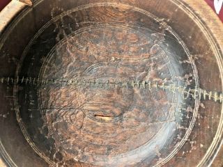 Large Rustic Primitive wood Antique dough bowl Historic repair circa 1790s - 1800s 2