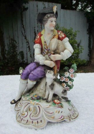 Antique 19th Century Hochst Mark German Porcelain Figurine - Derby Bagpiper