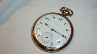 Antique Elgin 16s 7j Grade 291 Model 7 Gold Plate Pocket Watch Runs