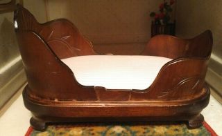 DOLLHOUSE MINIATURES VINTAGE WALNUT WOOD BELTER BED 1:12 SCALE BY CLASSIC,  AZTEC 3