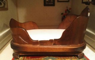 DOLLHOUSE MINIATURES VINTAGE WALNUT WOOD BELTER BED 1:12 SCALE BY CLASSIC,  AZTEC 5