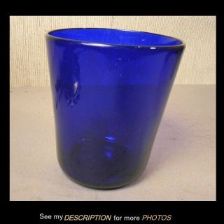 Antique Cobalt Blue Flint Glass Tumbler Polished Pontil