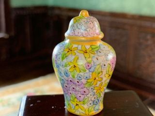 Vintage Miniature Dollhouse Artisan Lidded Urn France C1988 Colorful