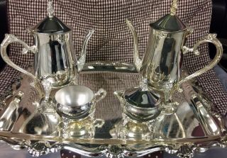 Davco Silver Plated 5 Piece Tea/coffee Set With Silverplated Rectangular Tray