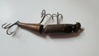 Antique pre - 1940 ' s Fishing Lure,  Glass eyes,  Wood Body & Painted About 7 