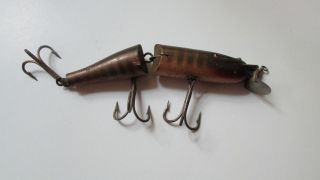 Antique pre - 1940 ' s Fishing Lure,  Glass eyes,  Wood Body & Painted About 7 