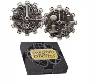 2018 Evolution Of Industry 1oz Antiqued Silver Gear - Shaped Two - Coin Set (2oz)