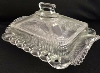 Antique Eapg Covered Footed Cheese Butter Dish Flint Glass