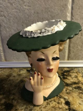 Vtg Napco I Love Lucy Head Vase C3343 W/ Faux Stud Pearl Earrings & Necklace