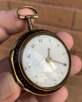 A Gents Small Early Antique Pair Cased Verge / Fusee Pocket Watch,  C1760s.