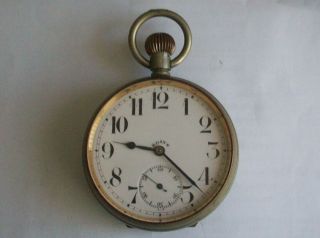 Antique Swiss 8 Day Goliath Brevet Pocket Watch Argentan Depose Case