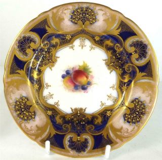 M021 C1913 Antique Royal Worcester Porcelain Side / Tea Plate Fruit W H Austin J
