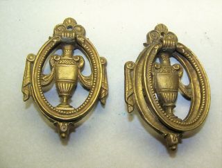 Pair 2 Antique Brass Bronze Federal Bail Drawer Pulls Hepplewhite Urn