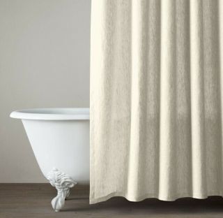Restoration Hardware Vintage Washed Belgian Linen Shower Curtain Ivory Xl
