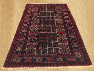 Authentic Hand Knotted Vintage Afghan Zakani Balouch Prayer Wool Area Rug 4 X 3