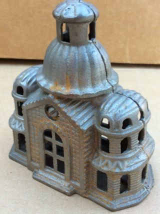 Cast Iron Mosque Dome Bank Antique Building Still Bank,  Penny Bank