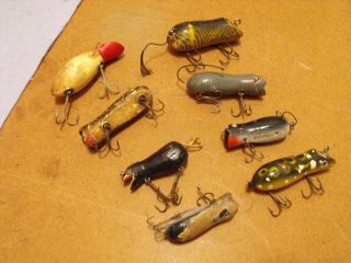 8 Pc Vintage Fishing Lure,  Heddon,  Wood Swimming Mouse,  Top Water 5