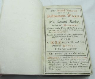 Of Samuel Butler Vol.  Ii Antique 18th Century Book B.  Strensham Cromwell Etc