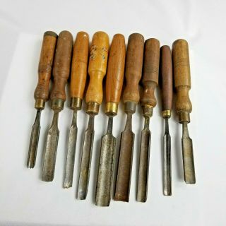 Set Of 9 Woodcarving,  Antique Carving Tools Sheffield Gouges I.  Sorby,  From Uk.