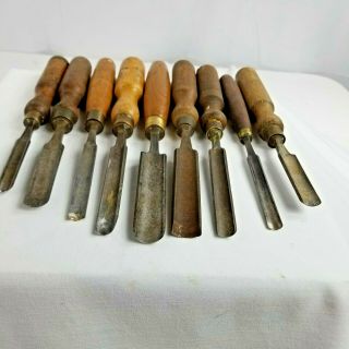 SET OF 9 WOODCARVING,  ANTIQUE CARVING TOOLS SHEFFIELD GOUGES I.  SORBY,  FROM UK. 2