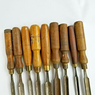 SET OF 9 WOODCARVING,  ANTIQUE CARVING TOOLS SHEFFIELD GOUGES I.  SORBY,  FROM UK. 3