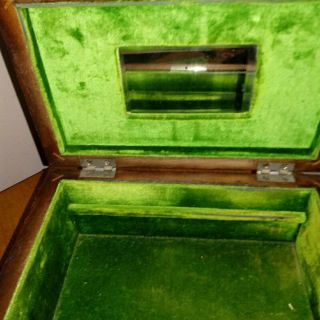 Vintage Antique Wood Inlay Jewelry Box Keepsake Box Trinket Box w/ Key 8