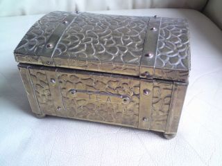 Vintage Wooden,  Metal Covered Tea Caddy,  15.  5 Cms X 10.  3 Cms X 10 Cms Approx.