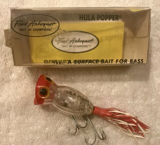 Fishing Lure Fred Arbogast Hula Popper In Clear Body Tackle Box Crank Bait