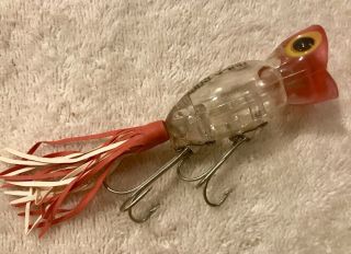 Fishing Lure Fred Arbogast Hula Popper In Clear Body Tackle Box Crank Bait 2