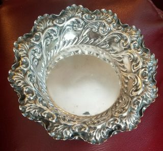 Ruffled Edge Sterling Nut Dish From England.