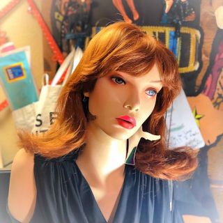 Rl4 Long Copper Auburn Red Layered Ginger Redhead Vintage Soft Cap Mannequin Wig