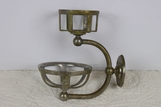 Vintage Brass Cup And Soap Holder Bathroom Wall Mount Patina Antique Brass Tone