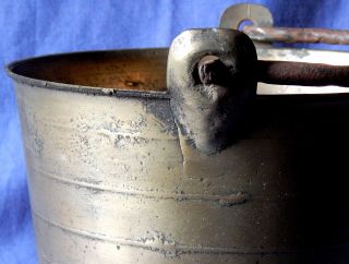 18th century French bronze and iron handled tripod hearth cauldron circa 1780 6