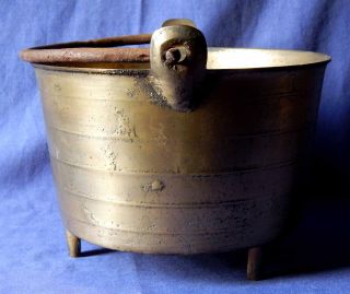 18th century French bronze and iron handled tripod hearth cauldron circa 1780 8