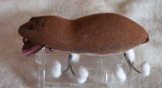 Vintage Heddon Meadow Mouse Lure 5/13/19pots Leather Ears Brown