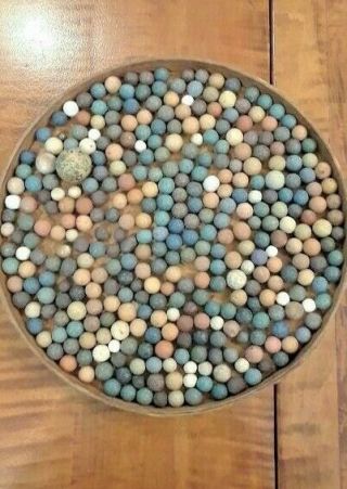 Antique Clay Marbles 350,  Various Shapes Sizes And Colors