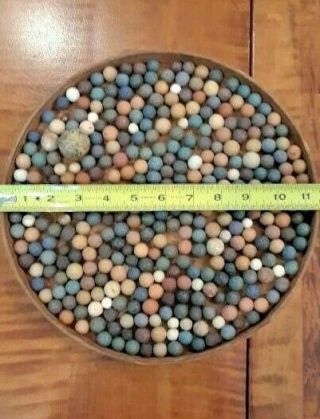 Antique Clay Marbles 350,  Various Shapes Sizes and Colors 3
