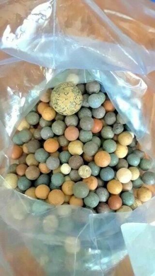Antique Clay Marbles 350,  Various Shapes Sizes and Colors 4