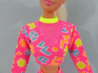 Vintage 90 ' s Barbie Doll Clothes - CROP TOP,  SPORTS LEOTARD,  SHOES - Neon Pink 2