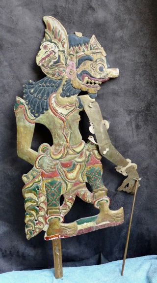 Antique And Quality Large Flat Wood Wayang Doll,  East Java Ca 1920