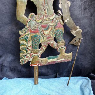 Antique and quality large flat wood Wayang doll,  East Java ca 1920 3