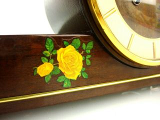 JUNGHANS chiming antique mantel clock mid century art deco Hermle vintage flower 3
