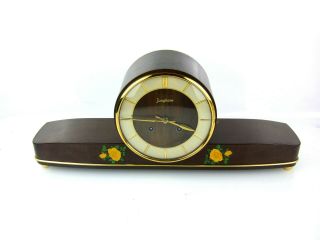 JUNGHANS chiming antique mantel clock mid century art deco Hermle vintage flower 6