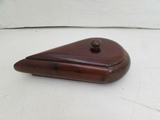 Vintage Teardrop Shaped Mahogany Wooden Trinket Box