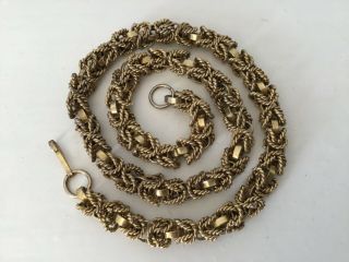 Antique Baroque Style Vintage Gold Tone Rope Chain Knot Necklace Trifari Monet